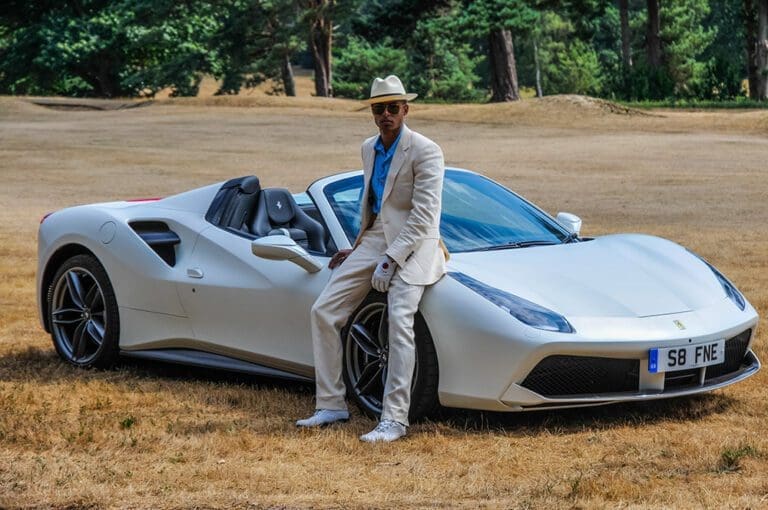Luxury Men’s Golf Fashion With Ferrari 488 Spider At Worplesdon Golf Club