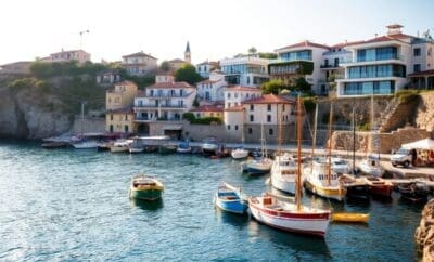 Vila costeira, refúgio de luxo, águas azuis calmas