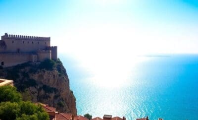 Historic Alcazaba fortress overlooking the Mediterranean Sea in Málaga.