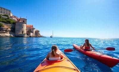 Navegación y kayak en familia cerca de la costa croata.