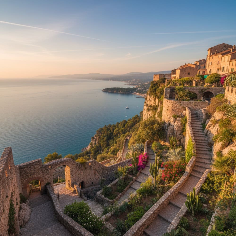Eze medieval village with cliffside view South of France villa rental