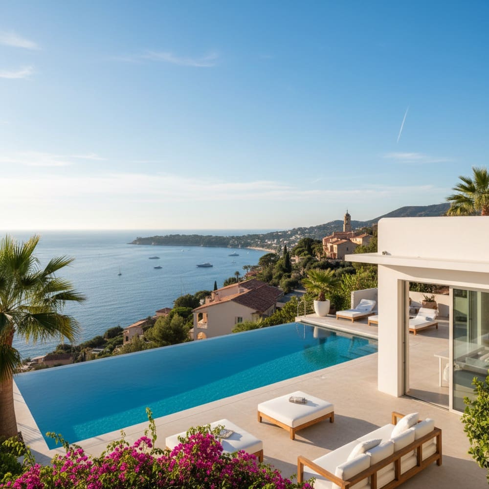 French Riviera villa rental with infinity pool and sea view