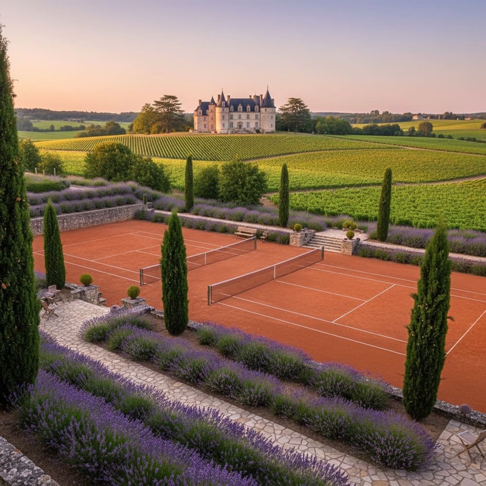 Tennis courts at luxury chateau rental Aquitaine France