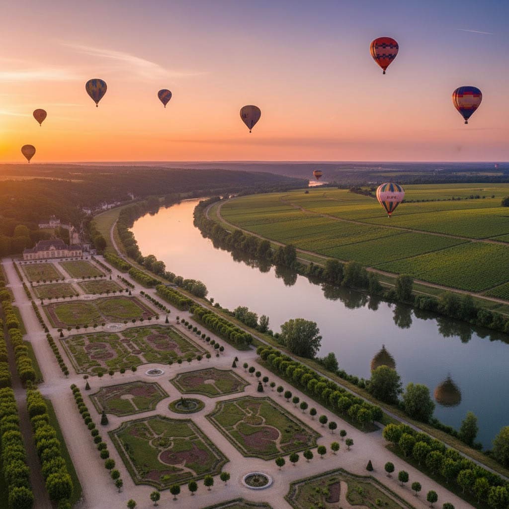 Hot air balloons Loire River France — luxury villa holiday activity