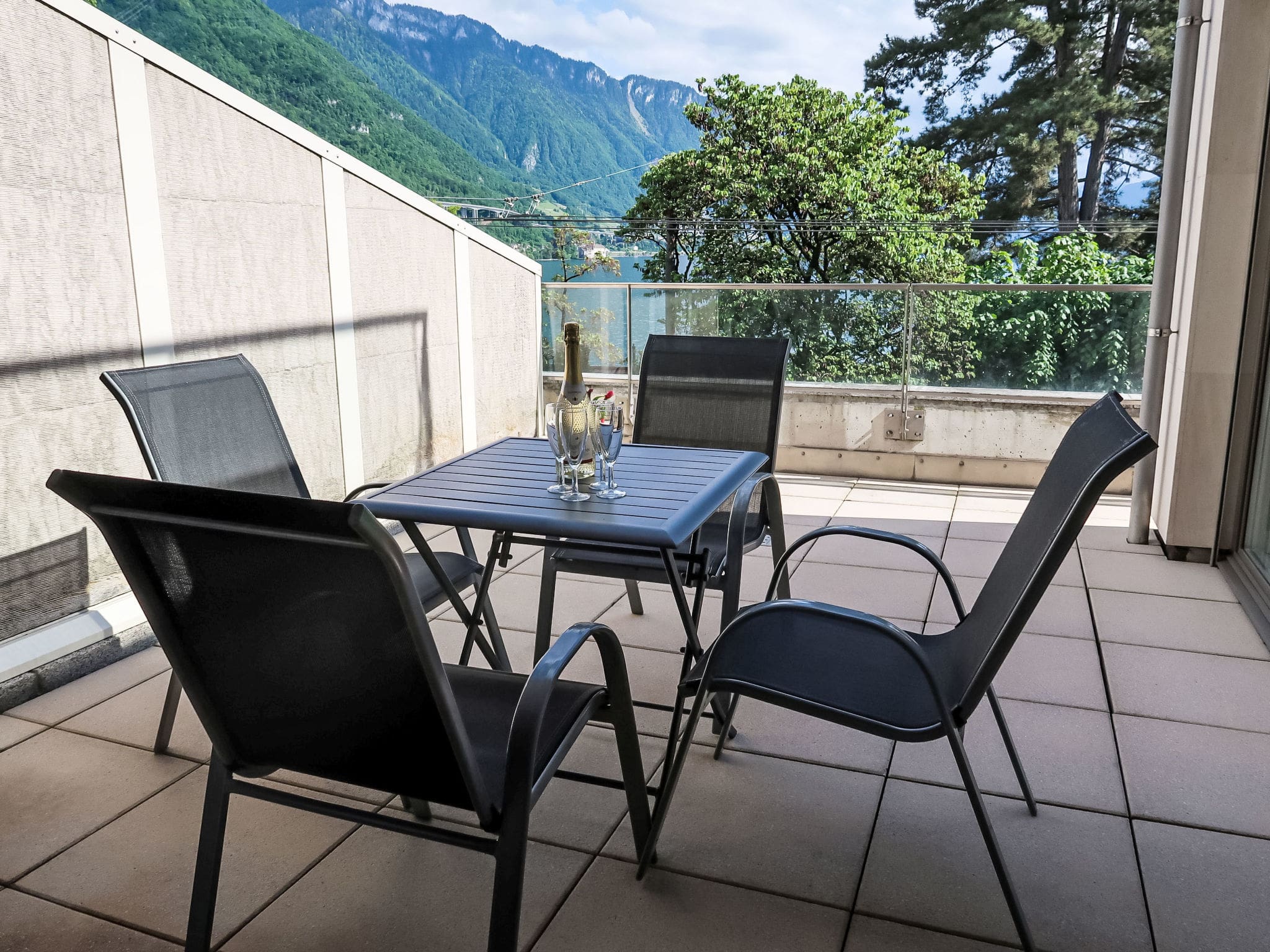 Chalet Bise Montreux: Modern 1-Bedroom Luxury Apartment with Mountain Views and Pool Access in Montreux Switzerland