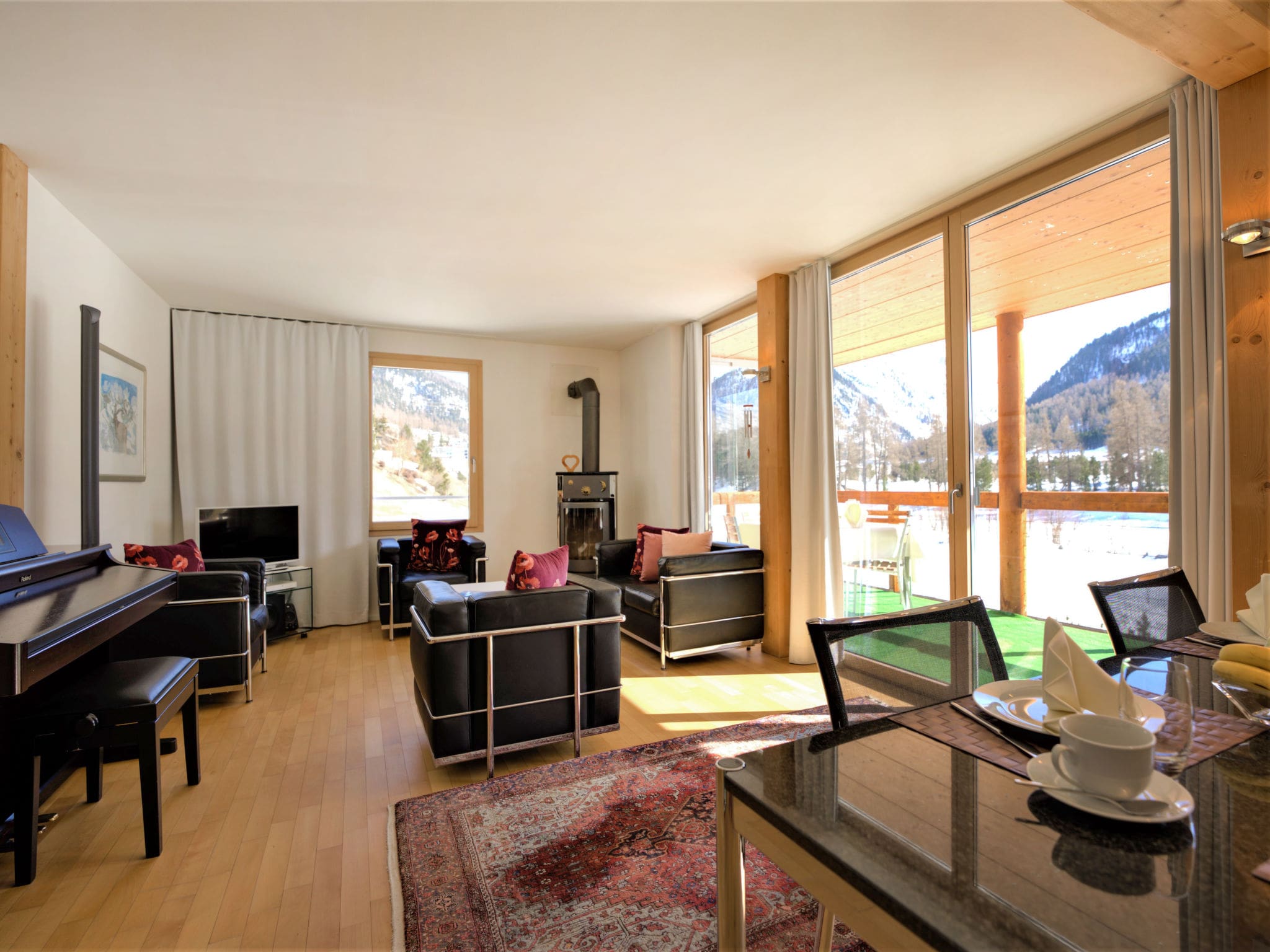 Chalet Muragls Pontresina: Modern 2-Bedroom Alpine Apartment with Mountain Views and Ski Access in the Swiss Engadin Valley