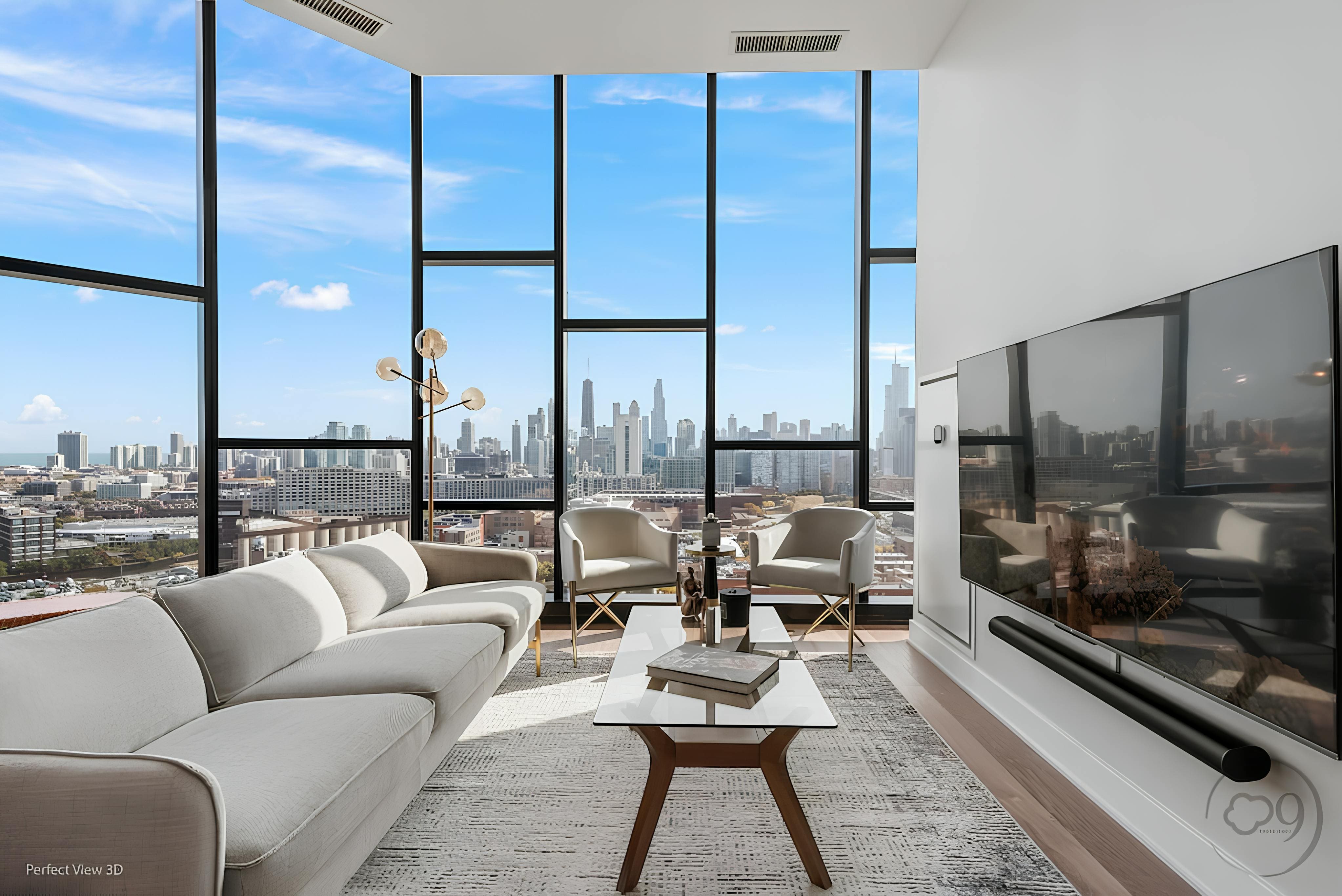 House Kinzie Chicago: Luxury 3-Bedroom Apartment with Air-Con, Chicago
