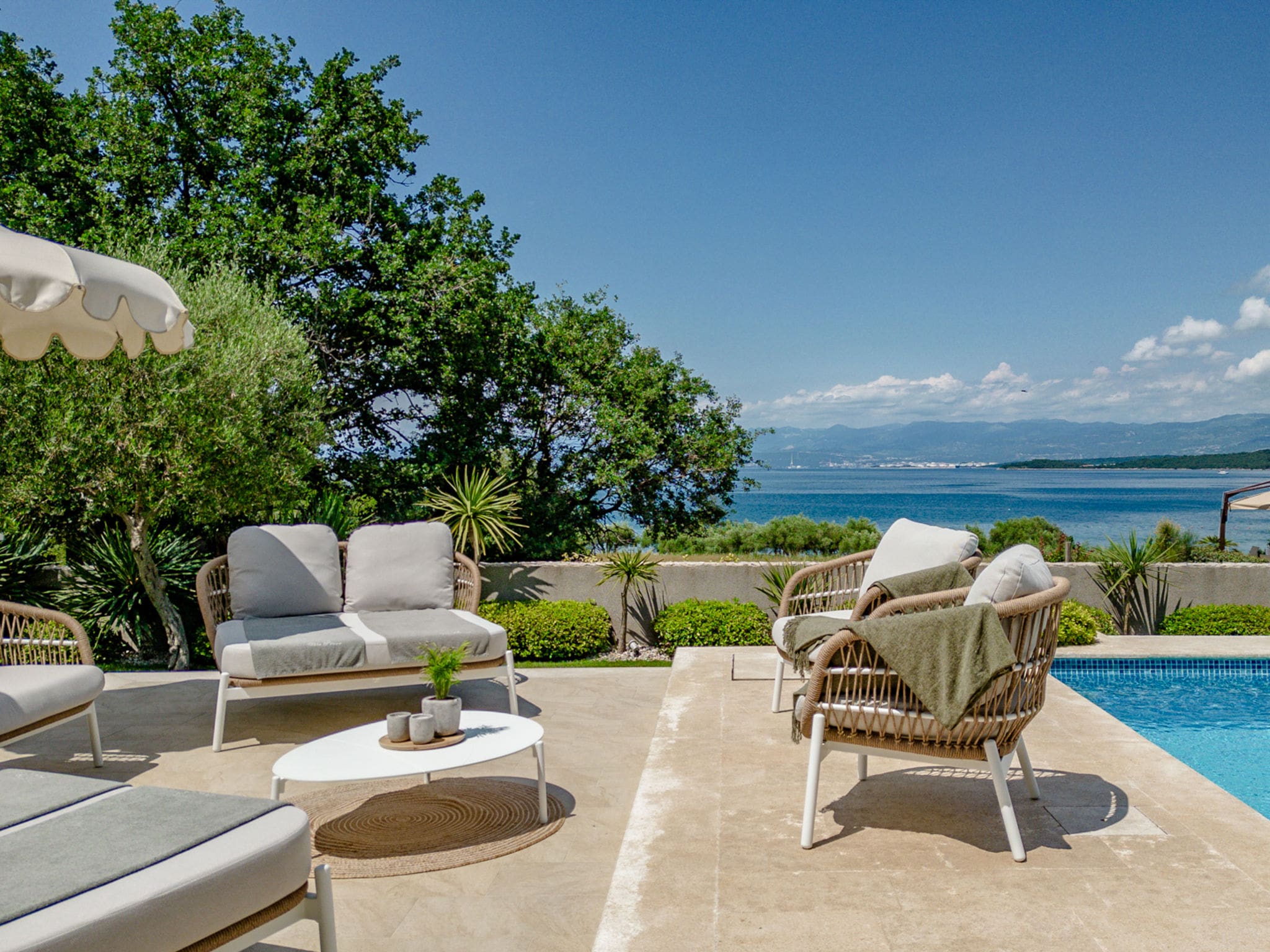 Kuća Malinska Krk: Sophisticated Four-Bedroom Villa with Sea Views and Private Pool Near Malinska Beach