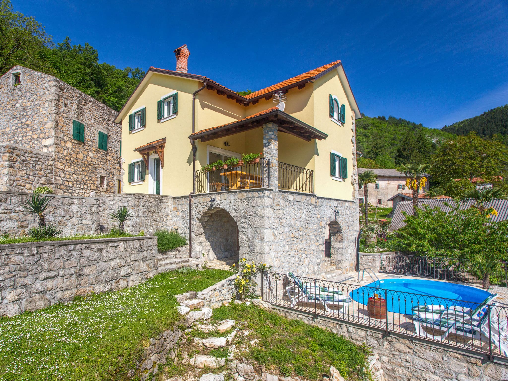 Kuca Učka Lovran: Rustic 4-Bedroom Villa with Private Pool and Mountain Views in Croatian Istria