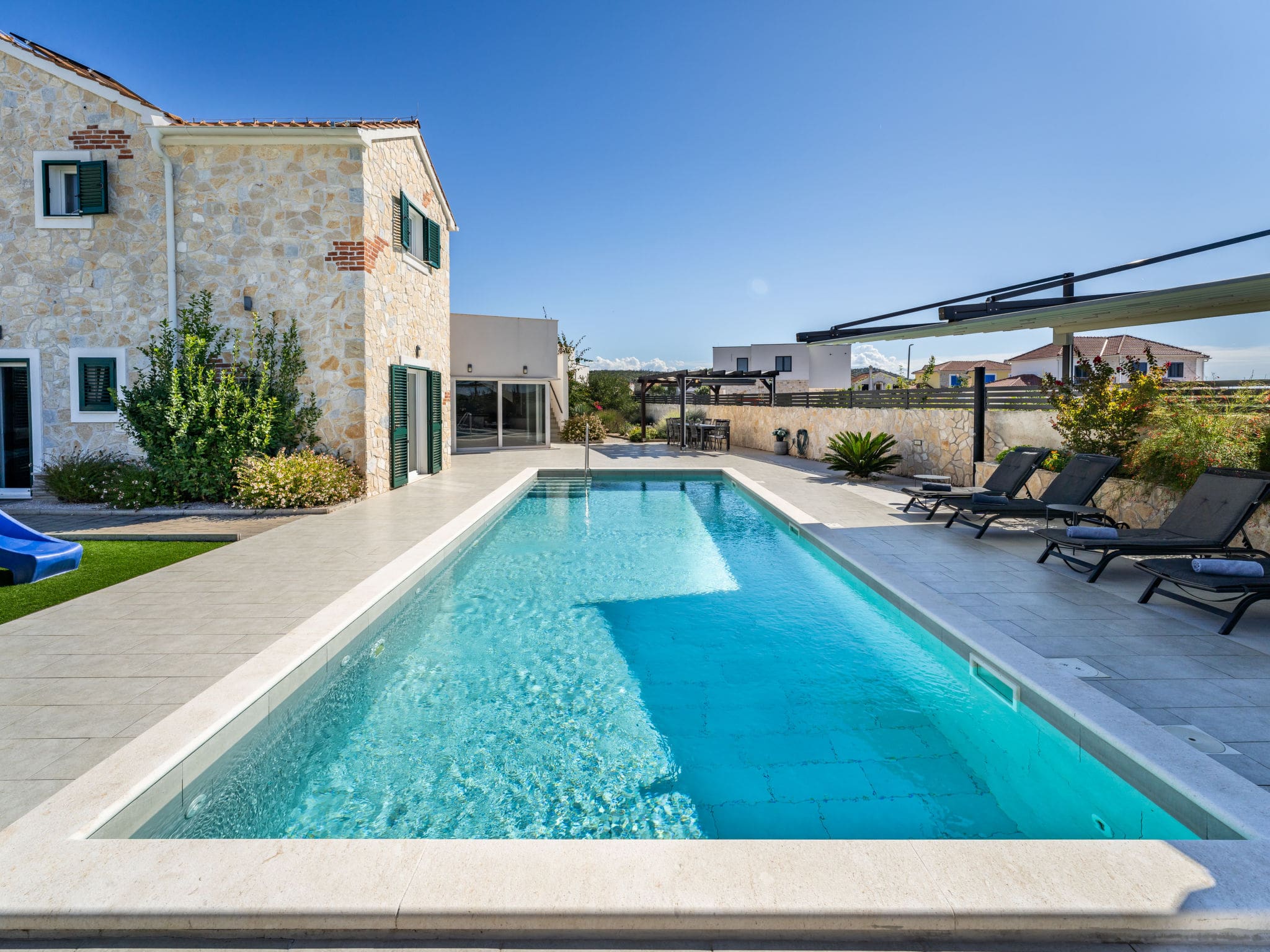 Villa Bura Zaton: Modern 4-Bedroom Villa with Heated Private Pool and Hot Tub in Dalmatian Coast Croatia