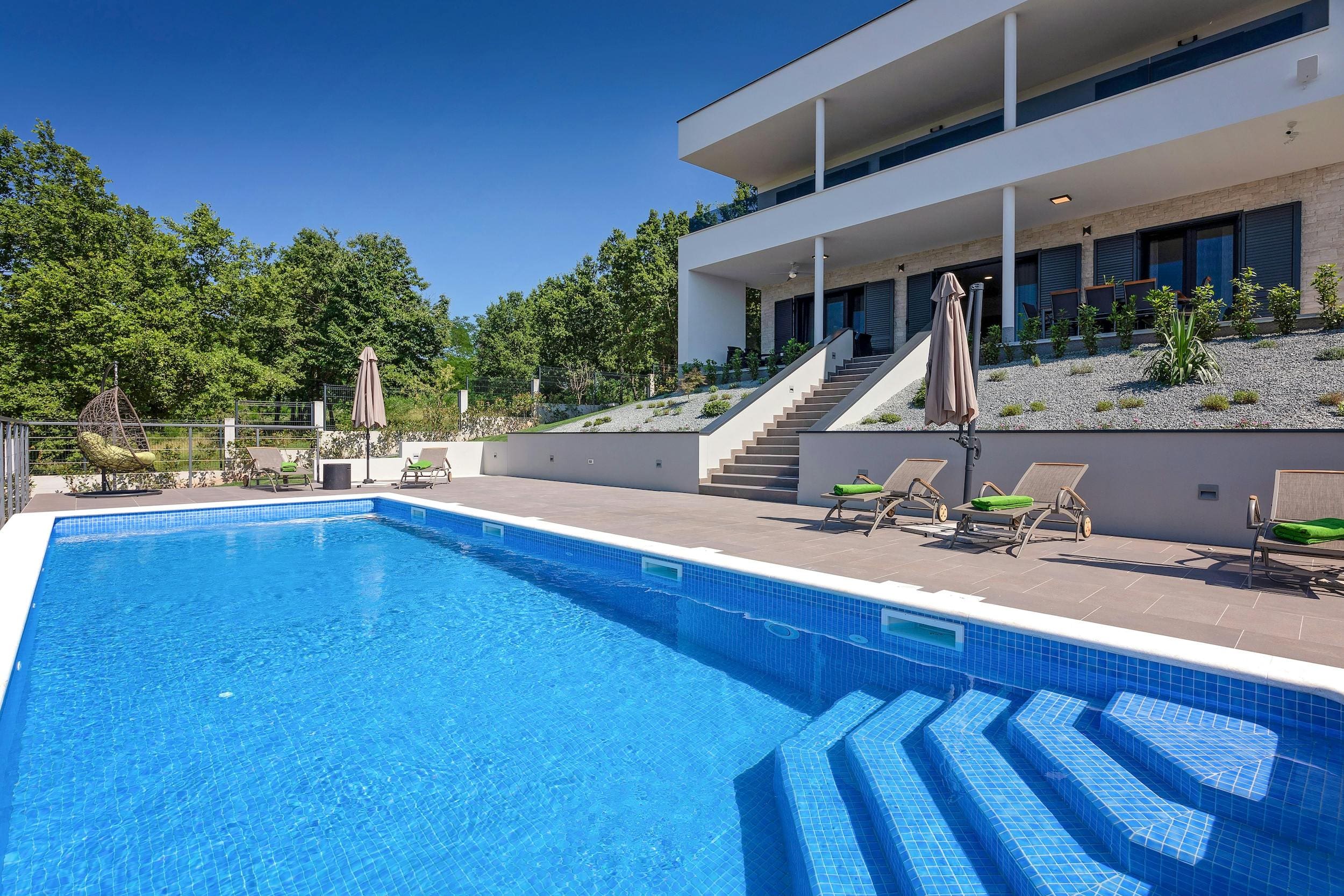 Villa Lovran Istria Istria: Luxury 4-Bedroom Villa with Sea View and Pool, Istria