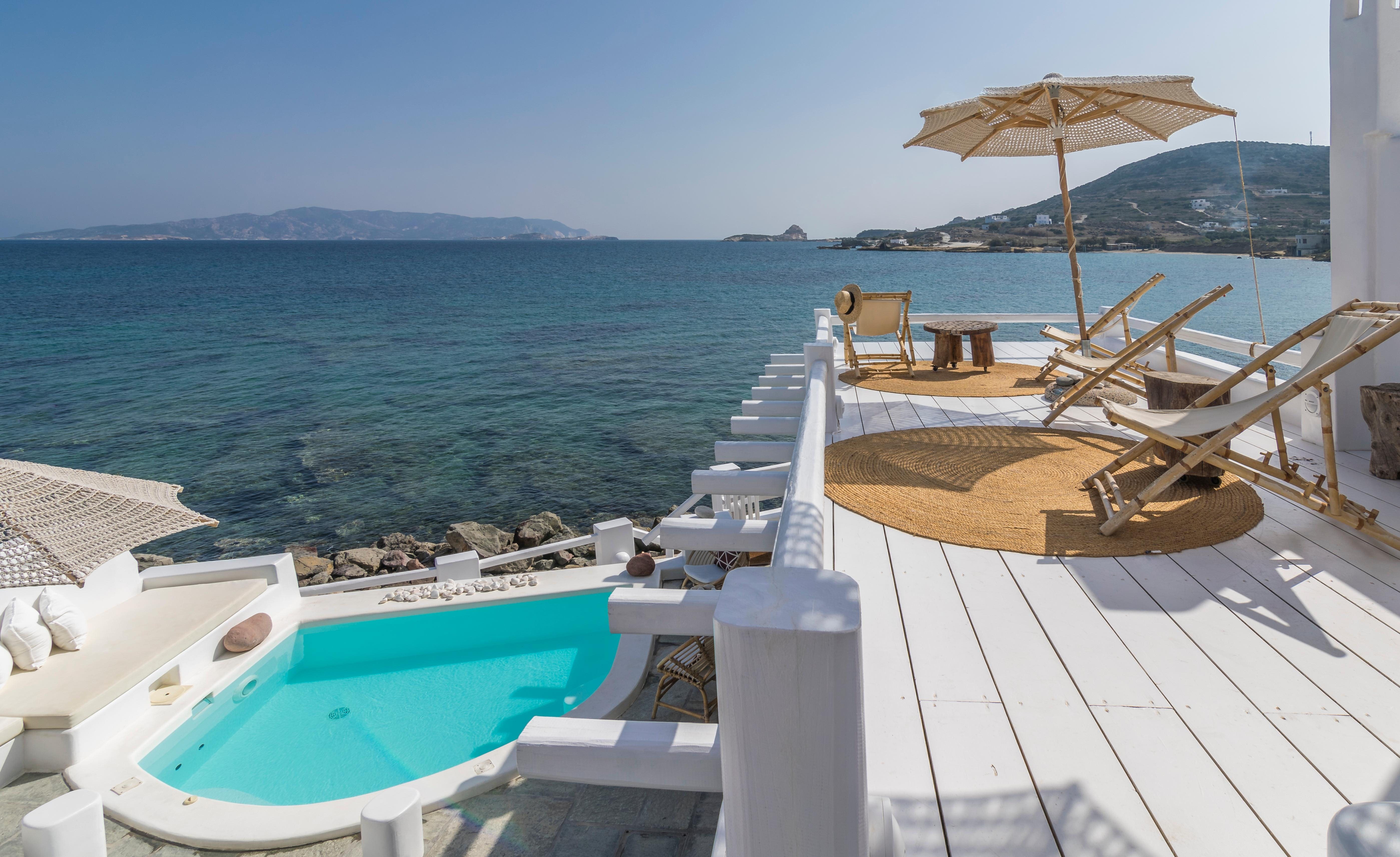 Villa Pollonia Milos: Luxury 4-Bedroom Beachfront Apartment with Hot Tub, Milos