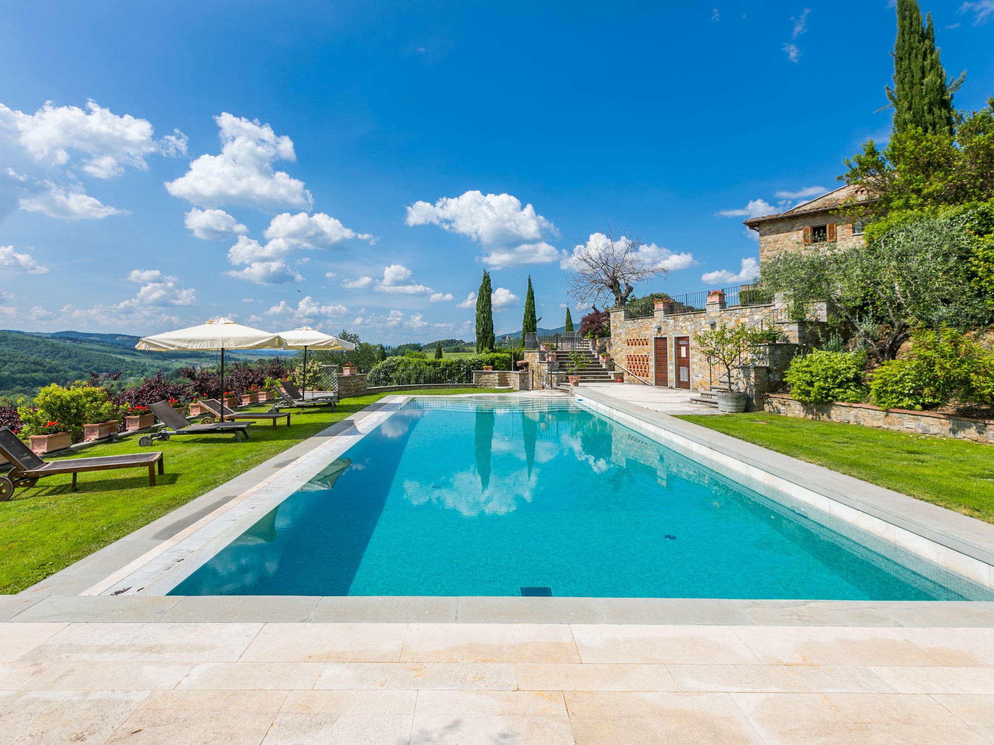Villa Sangiovese Greve Greve in Chianti: Historic Stone Farmhouse with 6 Bedrooms and Private Pool in Tuscany Wine Country