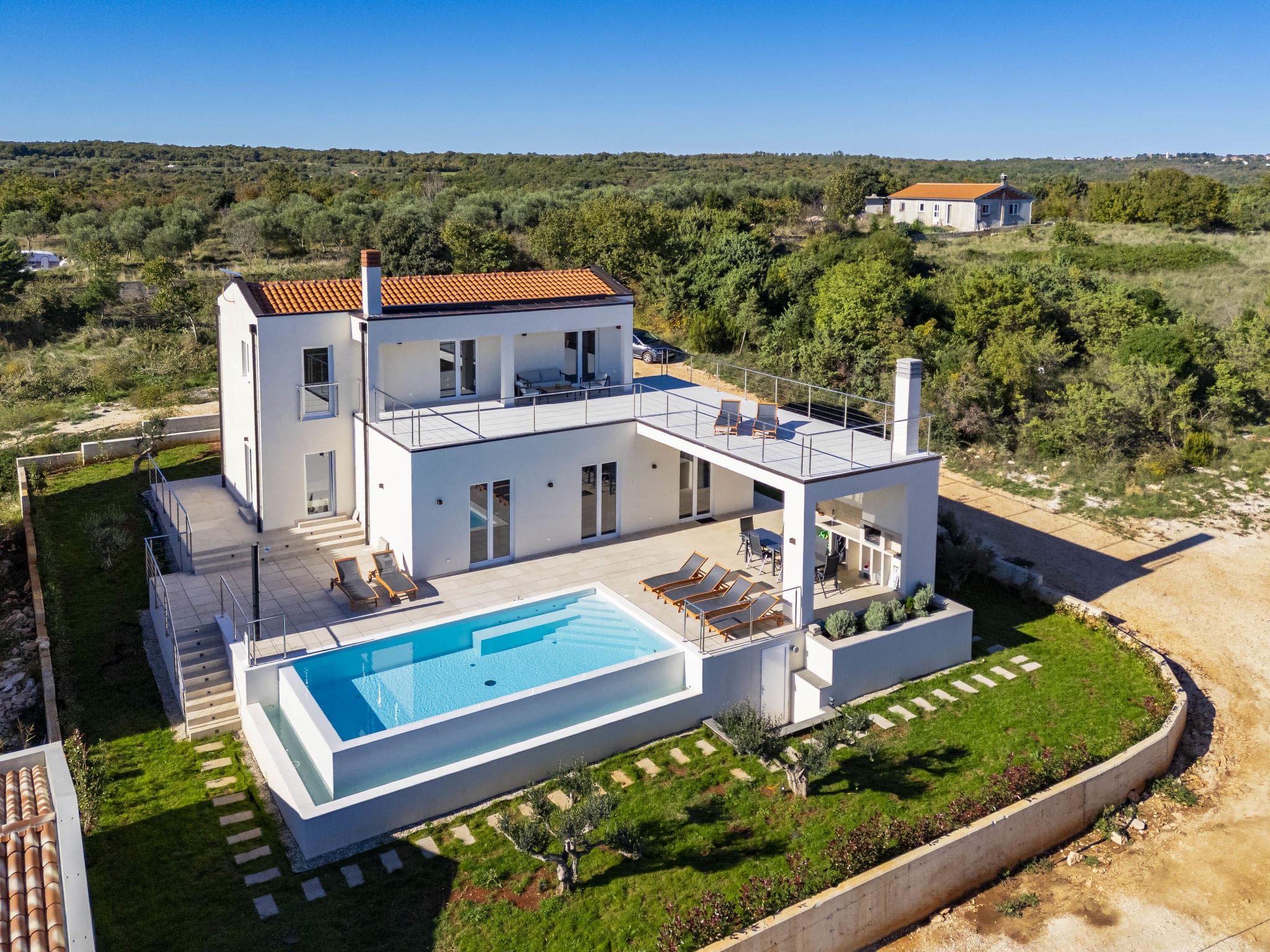 Villa Štinjan Pula: Contemporary 3-Bedroom Villa with Heated Pool, Sea Views and Sauna in Istria Croatia