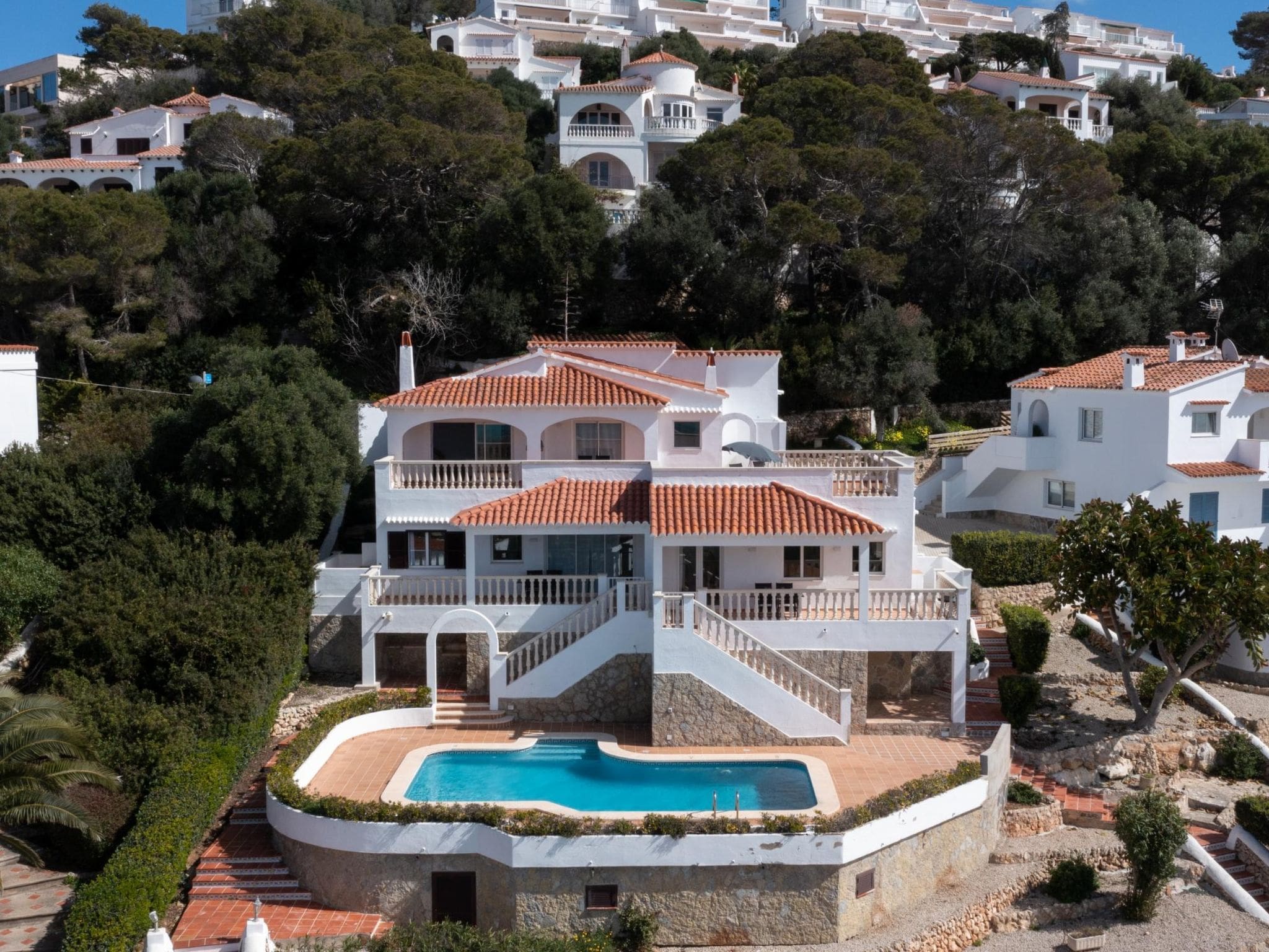 Villa Torralbet Son Bou: Modern 2-Bedroom Seafront Apartment with Sea Views and Shared Pool in Menorca Spain