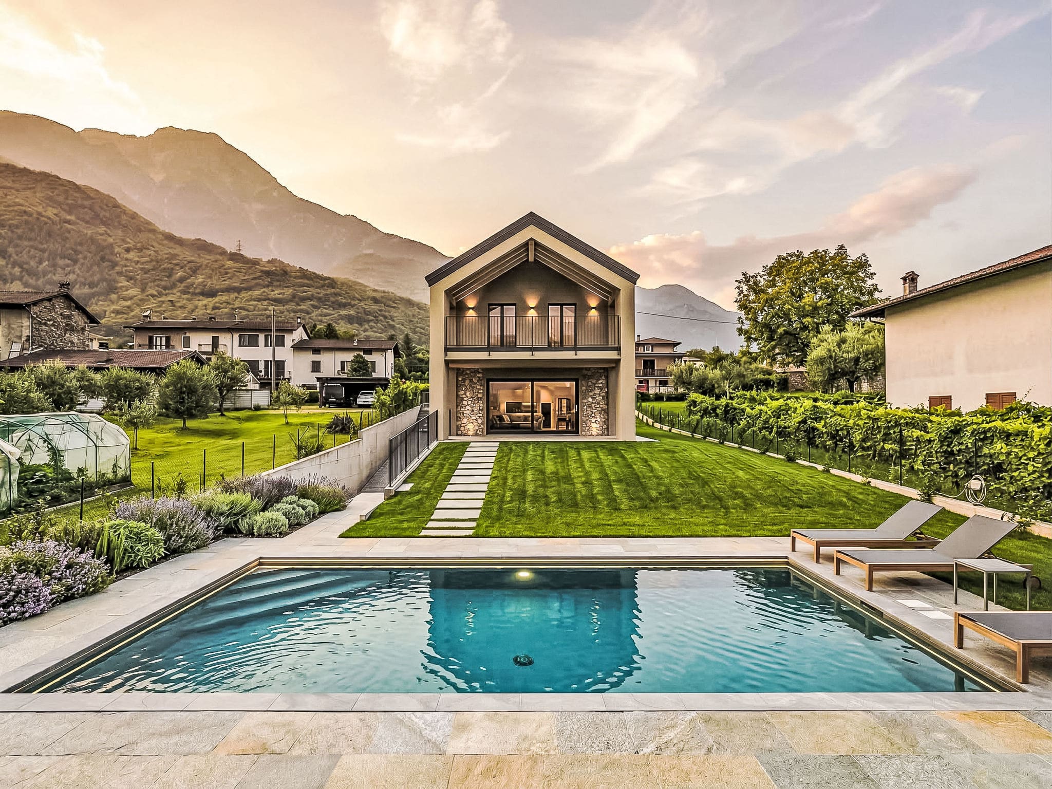 Villa Trivero Colico: Stunning 5-Bedroom Modern Villa with Private Pool and Mountain Views Near Lake Como