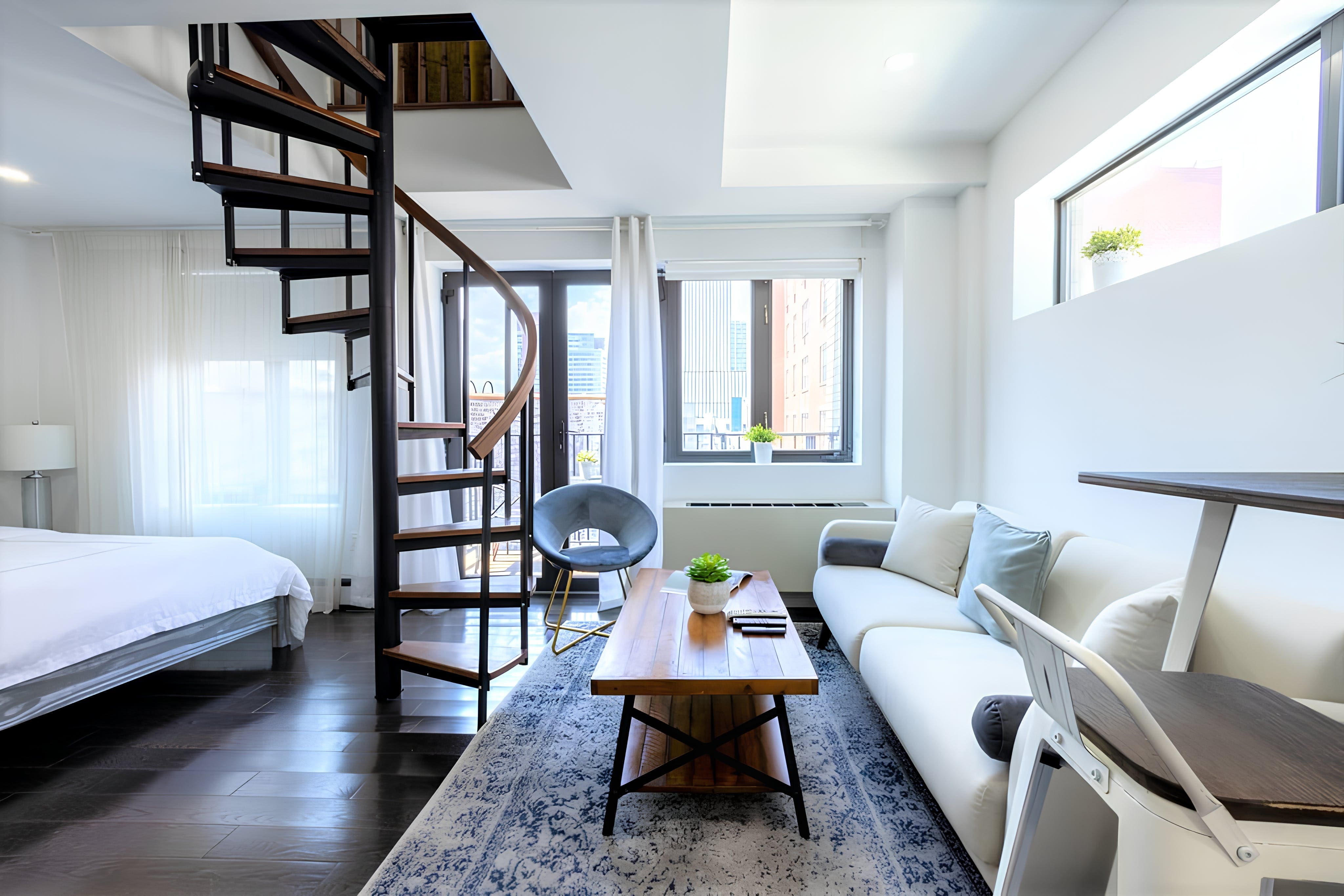 Villa Boreas Gantry Hell’s Kitchen: Modern 2-Bedroom Apartment Rental with Terraces, Hell’s Kitchen New York