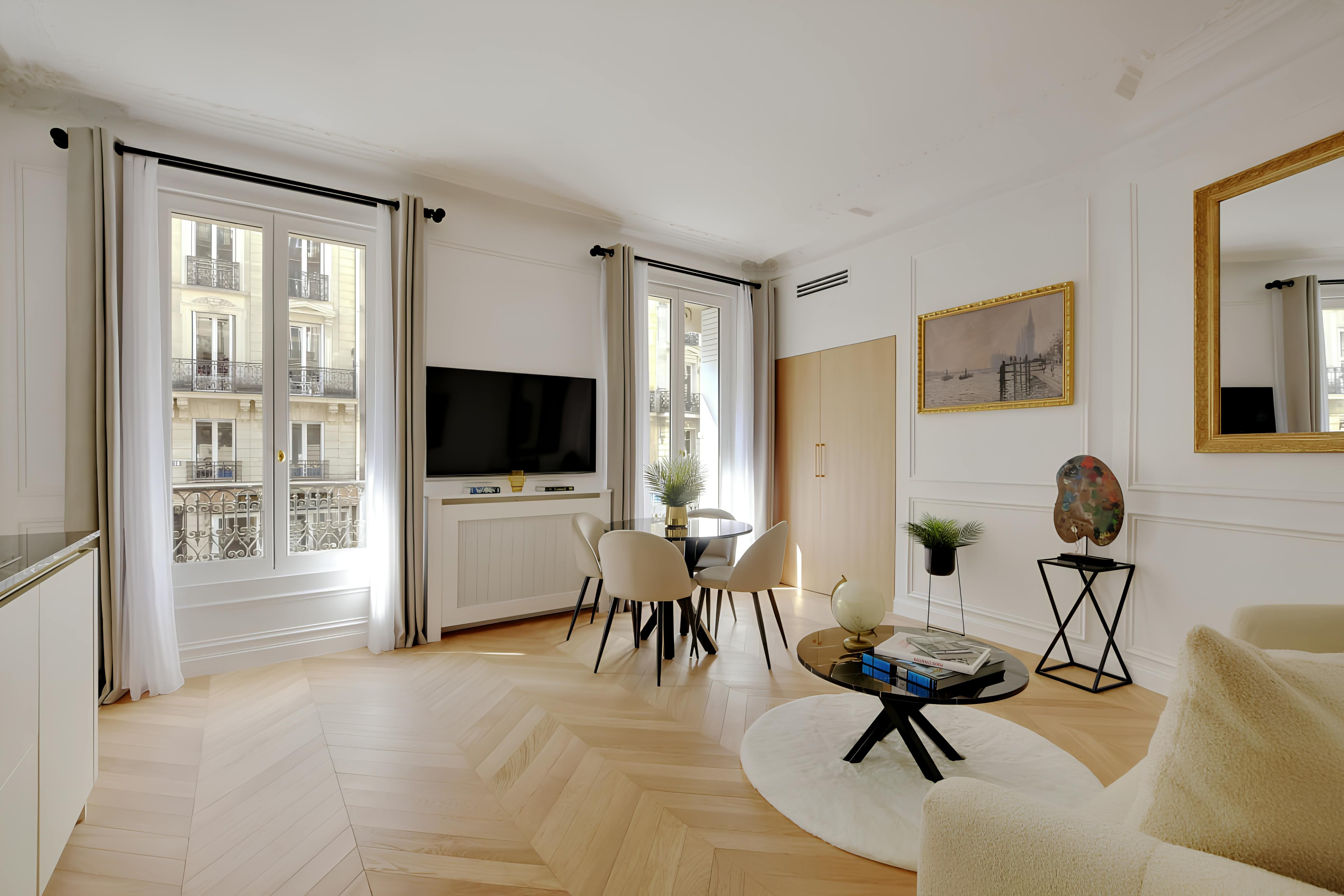 Château Chaussée Paris: Elegant 1-Bedroom Townhouse Rental with Air Conditioning, Opéra – Madeleine – Grands Magasins Paris