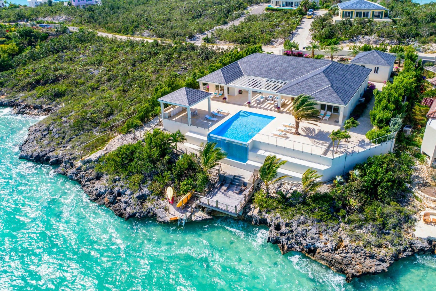 Villa Zafiro Wheeland Providenciales: 5-Bedroom Oceanfront Infinity Pool Villa in Turks and Caicos